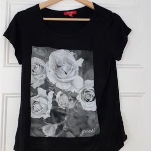 Flower black t-shirt Guess